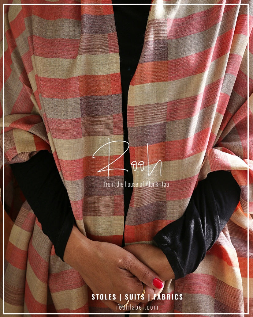 Pure Wool Reversible Striped Stole - roohlabel