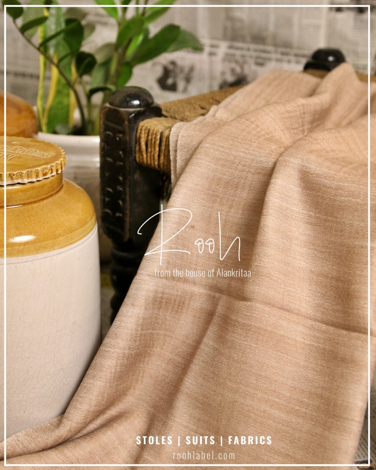 Pure Wool Reversible Beige Stole - roohlabel