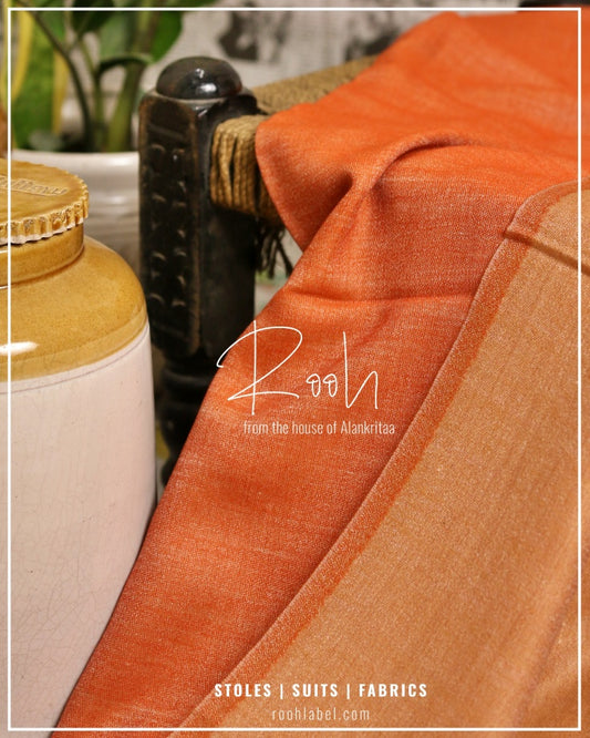 Pure Wool Reversible Orange Stole - roohlabel