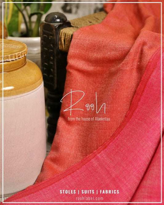 Pure Wool Reversible Red & Pink Stole - roohlabel